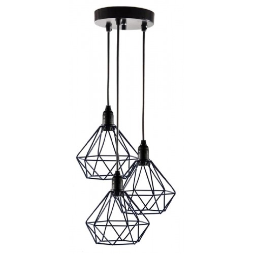 Powertech (HLL-0004) Μεταλλικό Μαύρο Τρίφωτο Φωτιστικό Οροφής