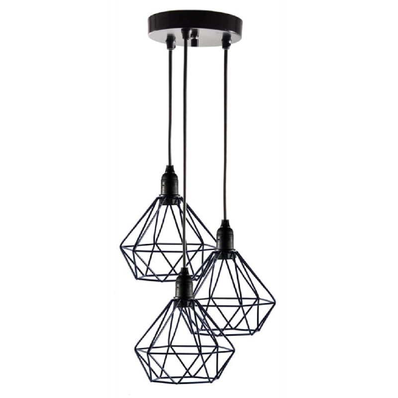 Powertech (HLL-0004) Μεταλλικό Μαύρο Τρίφωτο Φωτιστικό Οροφής