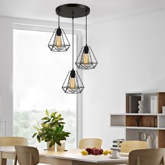 Powertech (HLL-0004) Μεταλλικό Μαύρο Τρίφωτο Φωτιστικό Οροφής