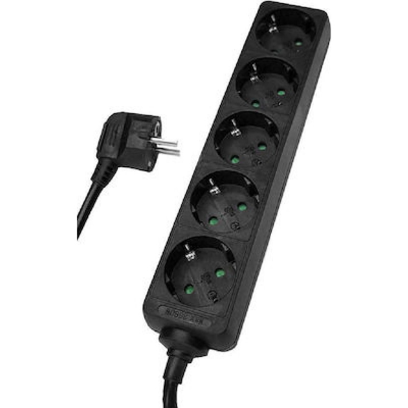 Powertech Πολύπριζο 5x Schuko 16A 1.5m (PT-870) Black
