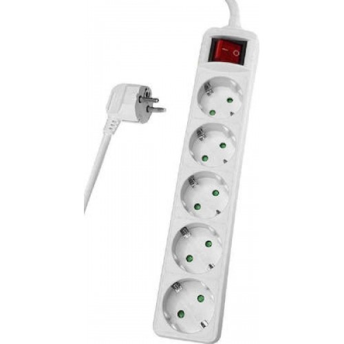 Powertech Πολύπριζο 5x Schuko 16A 5m (PT-878) Λευκό