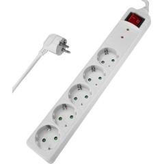 POWERTECH πολύπριζο ασφαλείας 5x schuko 16A 1.5m λευκός - (PT-880)