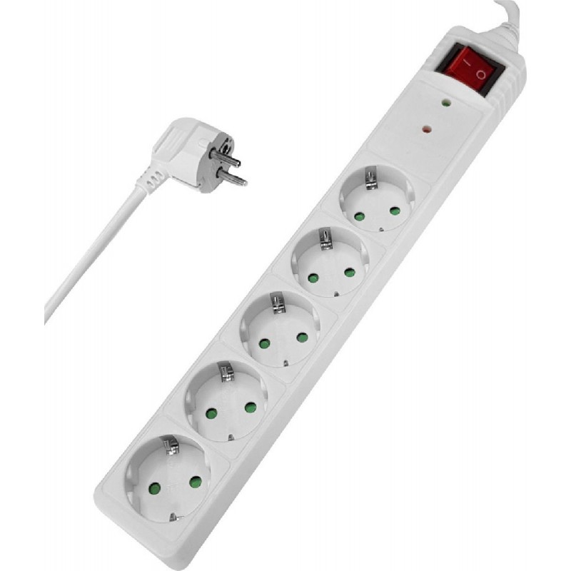 POWERTECH πολύπριζο ασφαλείας 5x schuko 16A 1.5m λευκός - (PT-880)