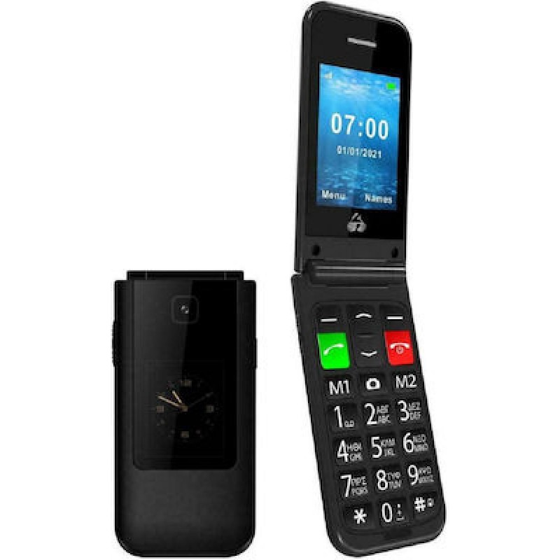 Powertech Sentry Dual II PTM-23 Μαύρο Dual SIM 2 οθόνες Κινητό με Μεγάλα Κουμπιά