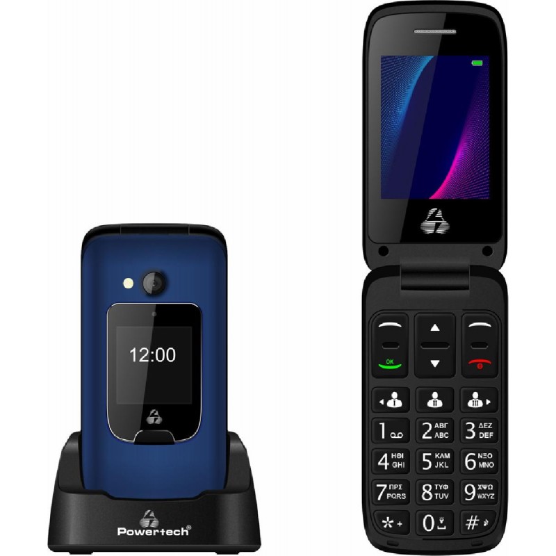 Powertech Sentry Dual II PTM-26 Μπλε Dual SIM 2 οθόνες Κινητό με Μεγάλα Κουμπιά
