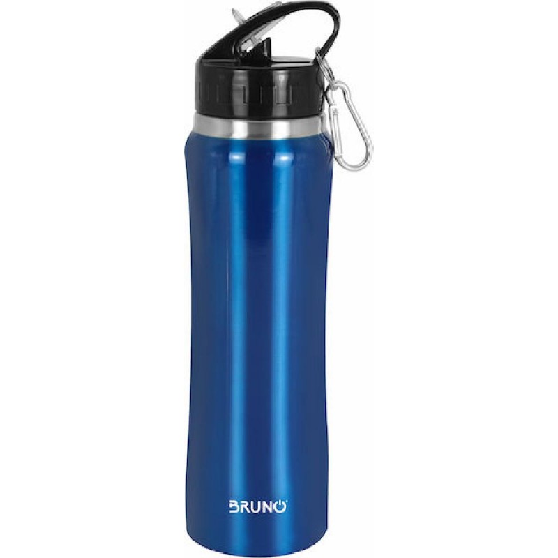 Bruno Μπουκάλι Θερμός Ανοξείδωτο 750ml Μπλε με Καλαμάκι και Καπάκι-Θηλιά ( BRN-0070)
