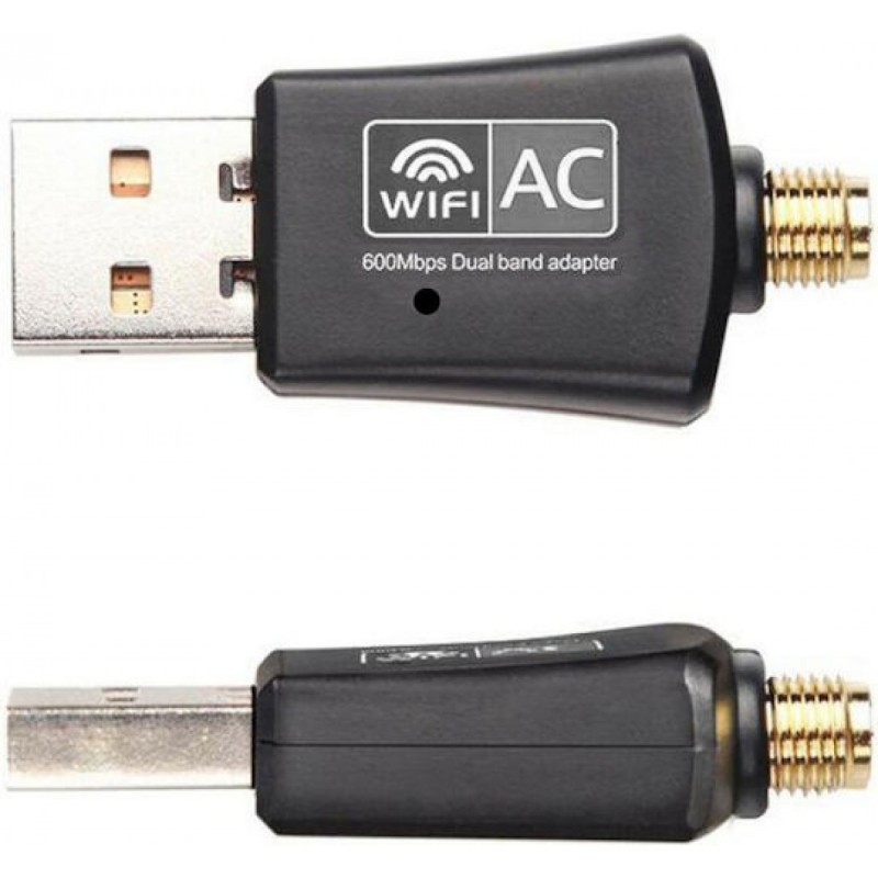 Powertech PT-1042 Αντάπτορας Δικτύου USB με Ασύρματη Σύνδεση Wi-Fi 600Mbps και Αποσπώμενη Κεραία