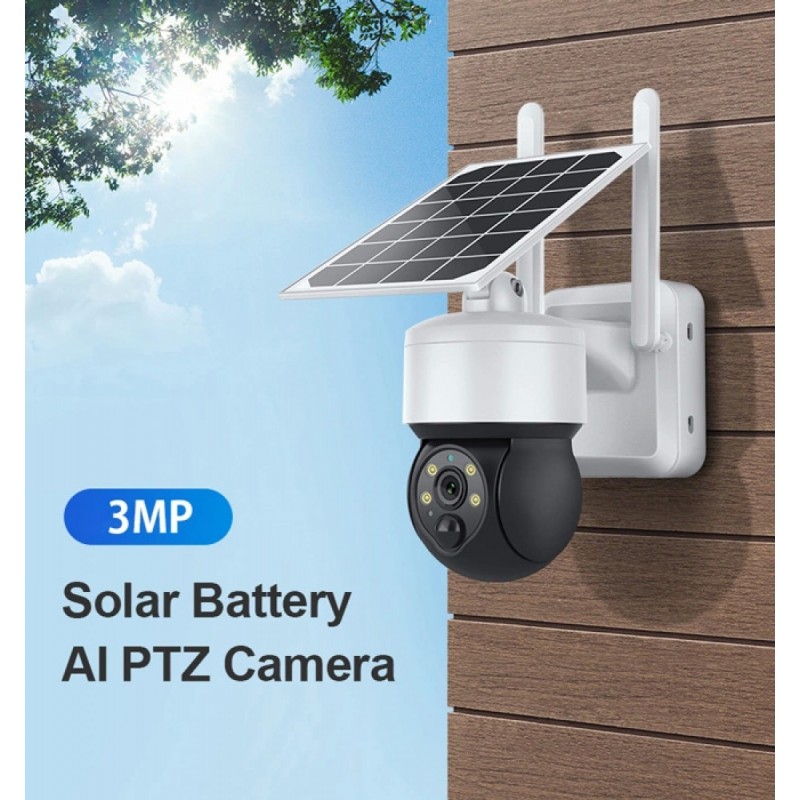 Sectec (ST-S517C-3M) White Smart IP Ηλιακή Κάμερα 3ΜΡ, PIR, PTZ, cloud/micro SD