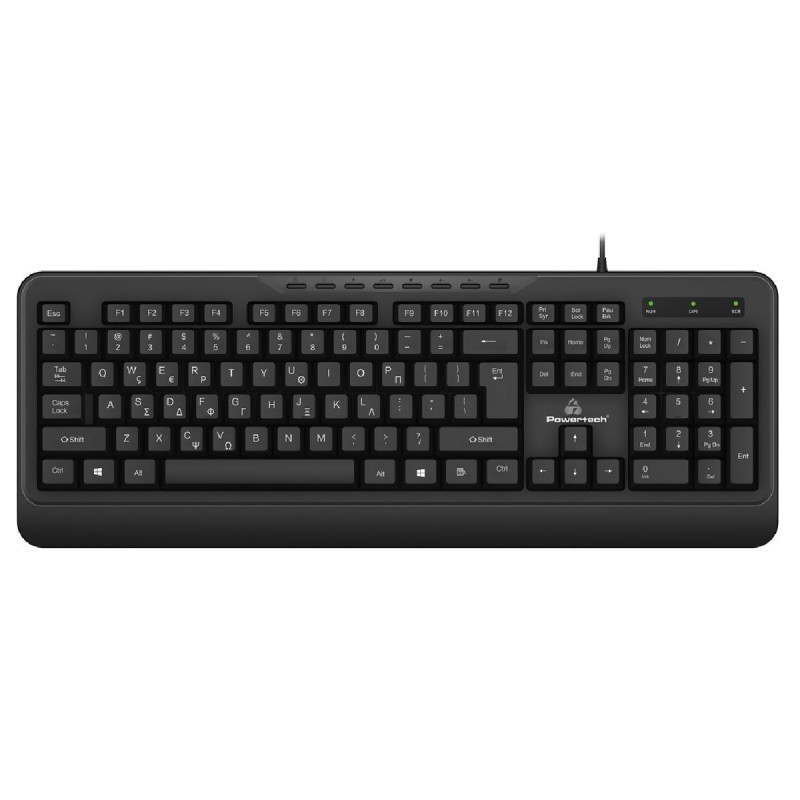 Powertech Πληκτρολόγιο Ελληνικό (PT-1066) Μαύρο