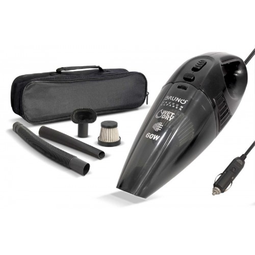 Bruno (BRN-0126) Μαύρο Σκουπάκι Αυτοκινήτου Υγρών και Στερεών 12V 60W