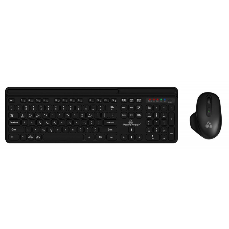 Powertech (PT-1154) Μαύρο Ασύρματο Bluetooth Σετ Πληκτρολόγιο & Ποντίκι Ελληνικό