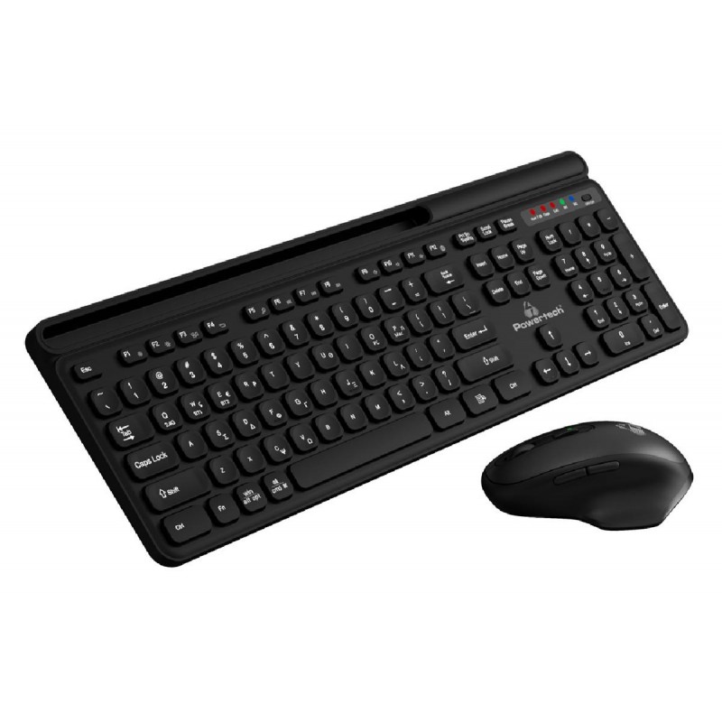 Powertech (PT-1154) Μαύρο Ασύρματο Bluetooth Σετ Πληκτρολόγιο & Ποντίκι Ελληνικό