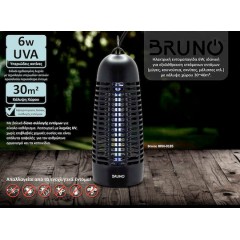 BRUNO ηλεκτρική εντομοπαγίδα με UV λυχνία, 6W, BRN-0185 μαύρη