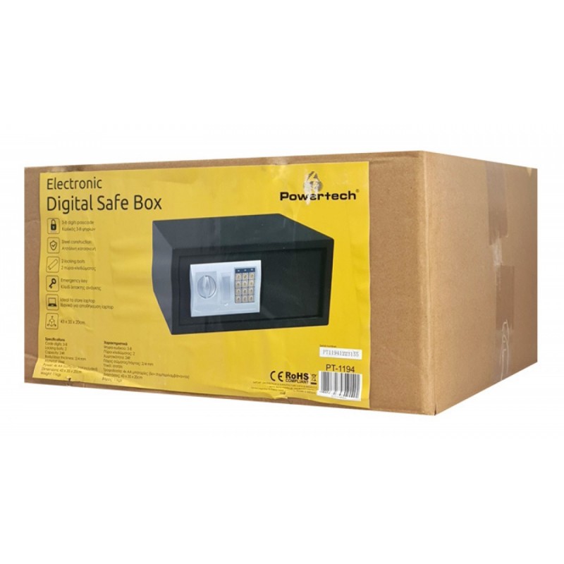 Powertech Χρηματοκιβώτιο με Ψηφιακό Κλείδωμα και Κλειδί, Τύπου Laptop Διαστάσεων Μ43xΠ35xΥ20cm (PT-1194) Μαύρο Powertech Χρηματοκιβώτιο με Ψηφιακό Κλείδωμα και Κλειδί, Τύπου Laptop Διαστάσεων Μ43xΠ35xΥ20cm (PT-1194) Μαύρο