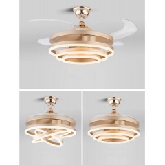 POWERTECH HLL-0130 χρυσός ανεμιστήρας οροφής με LED φως, 72W, Φ106x50cm