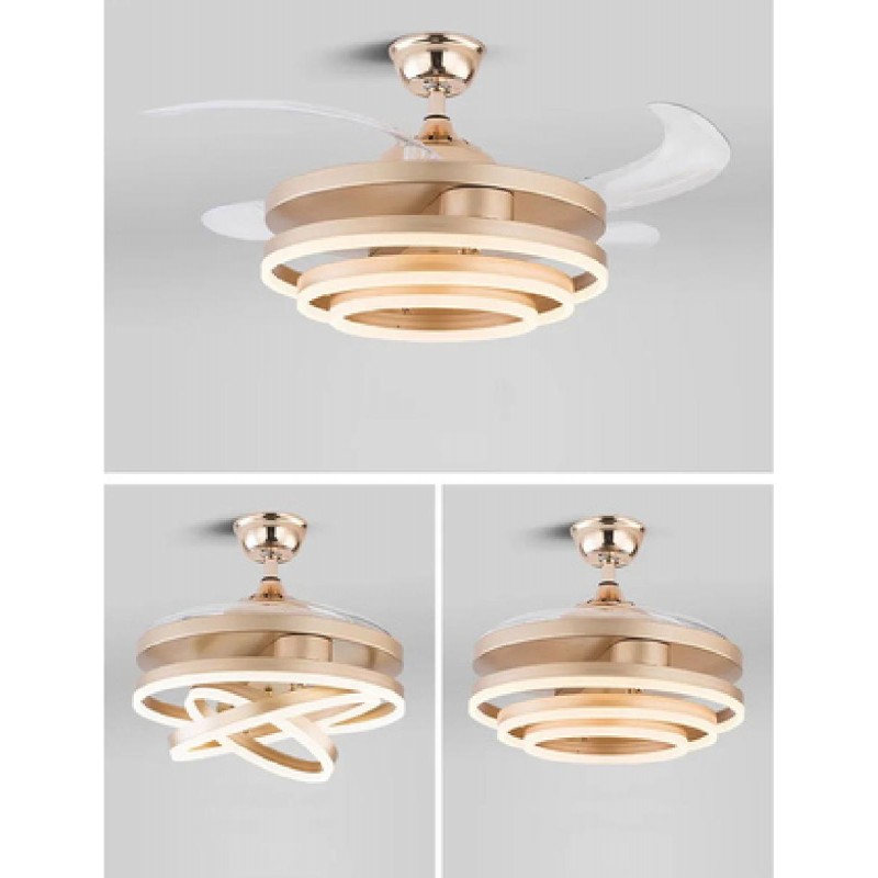 POWERTECH HLL-0130 χρυσός ανεμιστήρας οροφής με LED φως, 72W, Φ106x50cm