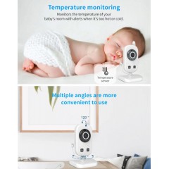 Powertech (PT-1186) Λευκή Ασύρματη Ενδοεπικοινωνία Μωρού με Κάμερα & Οθόνη 2.4