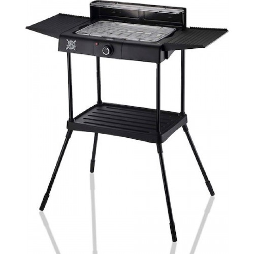 BRUNO επιδαπέδια ηλεκτρική ψησταριά BRN-0190, 2400W, με βάση & ρυθμιζόμενο θερμοστάτη, μαύρη