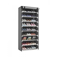 HOME USE υφασμάτινη παπουτσοθήκη HUH-0182 με 9 ράφια, 57x28x160cm, γκρι