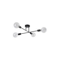 Powertech (HLL-0149) Μαύρο Φωτιστικό Μοντέρνα Μεταλλική Πλαφονιέρα Οροφής με Ντουί E27 60εκ.