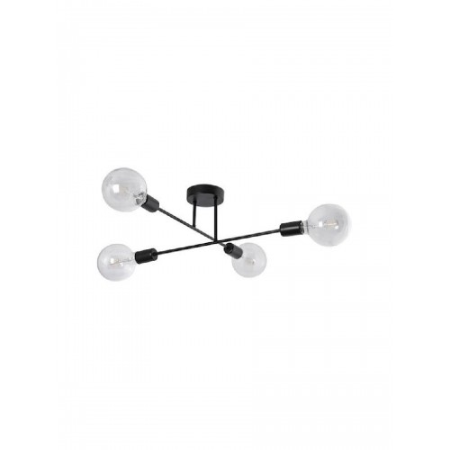 Powertech (HLL-0149) Μαύρο Φωτιστικό Μοντέρνα Μεταλλική Πλαφονιέρα Οροφής με Ντουί E27 60εκ.
