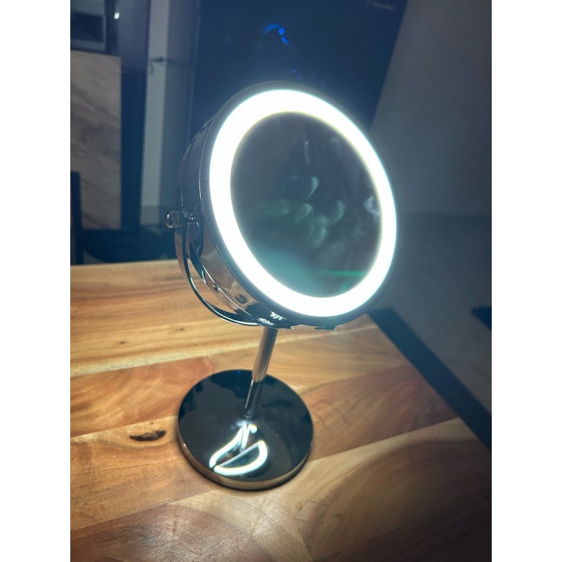 HOME USE επιτραπέζιος καθρέφτης HUH-0185 με LED φως, 1x/5x zoom, ασημί