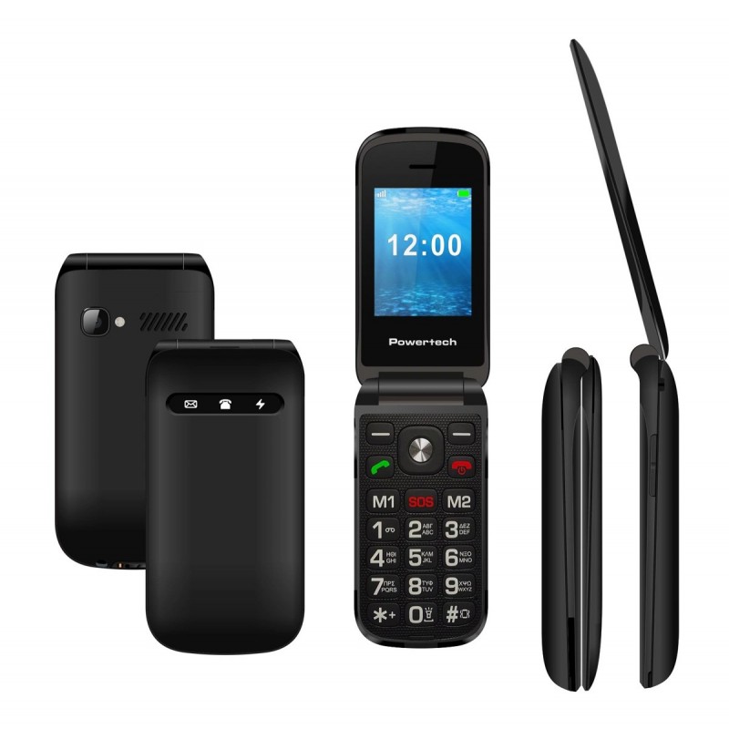 Powertech Milly Flip V2 Dual Sim Κινητό Τηλέφωνο (PTM-38) Μαύρο