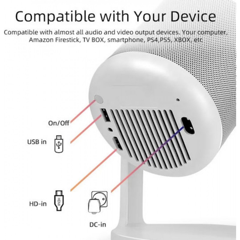 Powertech Smart Projector 1080p Full HD Wi-Fi (PT-1305) White
