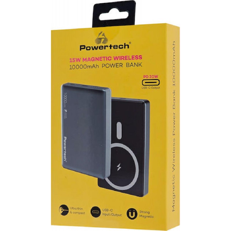 Powertech MagSafe Power Bank 10000mAh 20W (PT-1377) Γκρι
