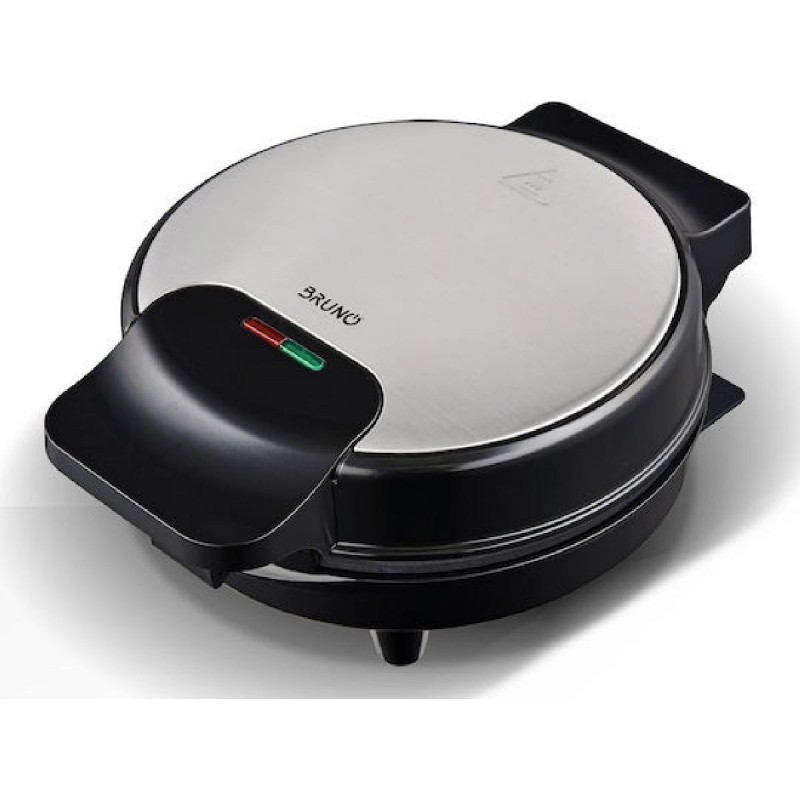 Bruno Βαφλιέρα 1000W Στρογγυλή 19cm (BRN-0253) Inox-Μαύρη