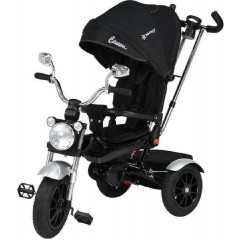 Bebe Stars Παιδικό Τρίκυκλο Ποδήλατο 360° Chopper 6in1 Μετατρεπόμενο με Αποθηκευτικό Χώρο, Σκίαστρο & Χειρολαβή 814-188 Μαύρο