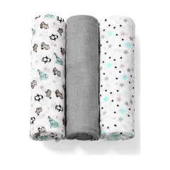 Babyono Πάνες Αγκαλιάς από Μουσελίνα Γκρι 70x70εκ. 3τμχ Babyono Πάνες Αγκαλιάς από Μουσελίνα Γκρι 70x70εκ. 3τμχ
