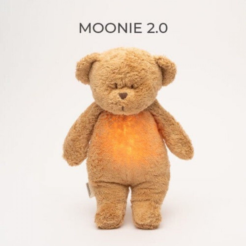 MOONIE 2.0: Επαναφορτιζόμενο βοήθημα ύπνου με ηχογράφηση & αισθητήρα κλάματος – Οργανικό βαμβάκι Cappuccino