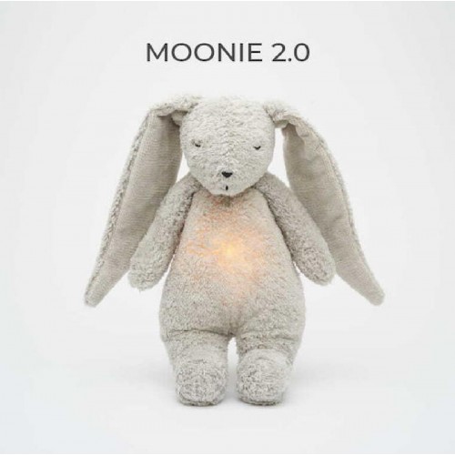MOONIE 2.0: Επαναφορτιζόμενο Βοήθημα Ύπνου με Ηχογράφηση και Αισθητήρα Κλάματος Οργανικό Βαμβάκι Gray Bunny +0m
