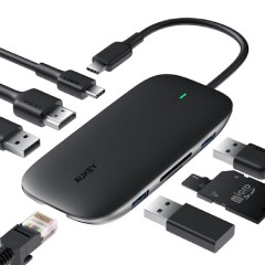 Aukey 8-in-1 USB-C Hub with 100W PD (CB-C71) Black