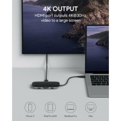 Aukey 8-in-1 USB-C Hub with 100W PD (CB-C71) Black