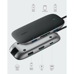 Aukey 8-in-1 USB-C Hub with 100W PD (CB-C71) Black