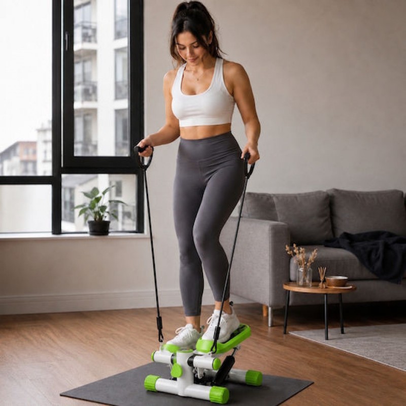 Coowoo CardioRise Stepper με Λάστιχα Εκγύμνασης & Οθόνη (23647) Πράσινο