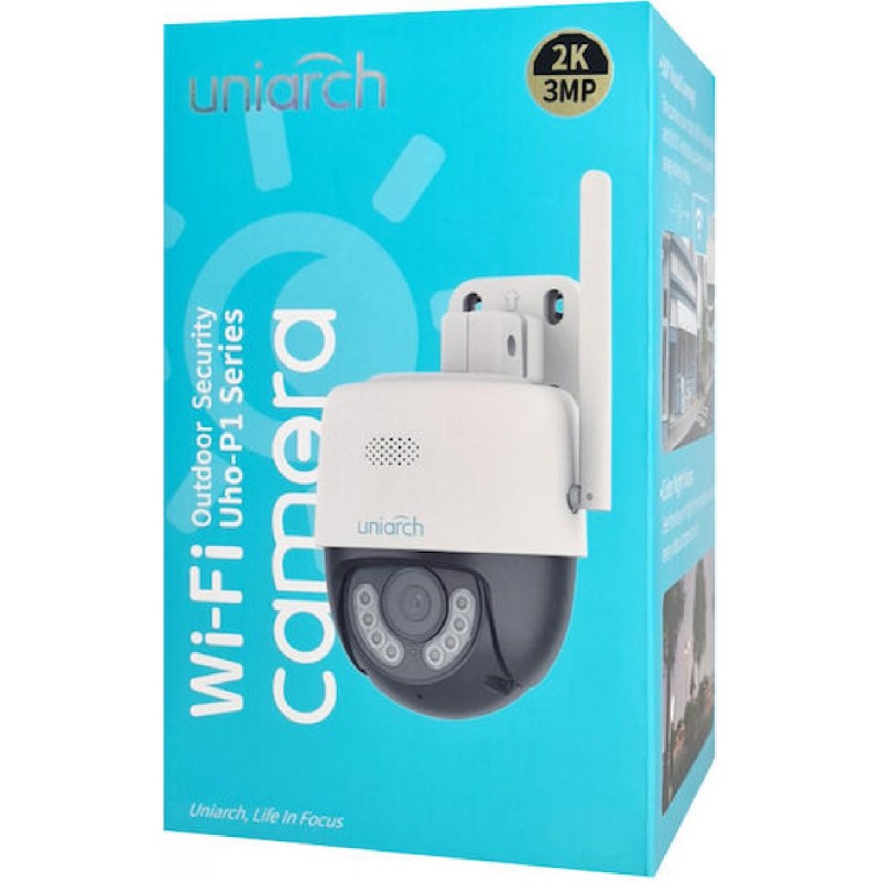 Uniarch IP Κάμερα Παρακολούθησης Wi-Fi Full HD+ 3MP 4mm Αδιάβροχη με Αμφίδρομη Επικοινωνία (UHO-P1A-M3F4D) Λευκή