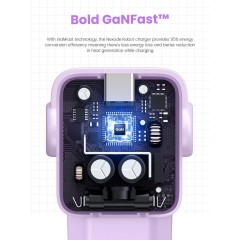 Ugreen Φορτιστής Χωρίς Καλώδιο GaN με Θύρα USB-A και 2 Θύρες USB-C 65W Power Delivery / Quick Charge 4.0 (35291) Μωβ