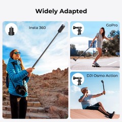 K&F Concept MS07 Invisible Selfie Stick 153cm for Insta360/GoPro/DJI Action (KF09.132) Black