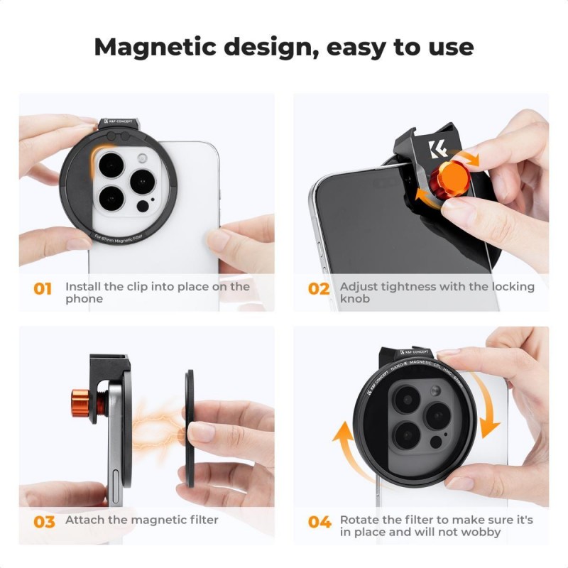 K&F Concept 67mm Clip-On Magnetic CPL Filter Kit For Mobile Phones (KF01.2673)