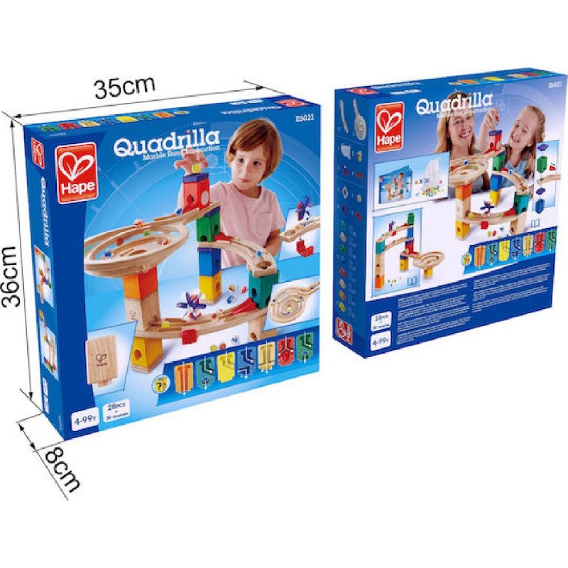 Hape Παιχνίδι Κατασκευών Ξύλινo Quadrilla Marble Run για Παιδιά 4+ Ετών (E6021)