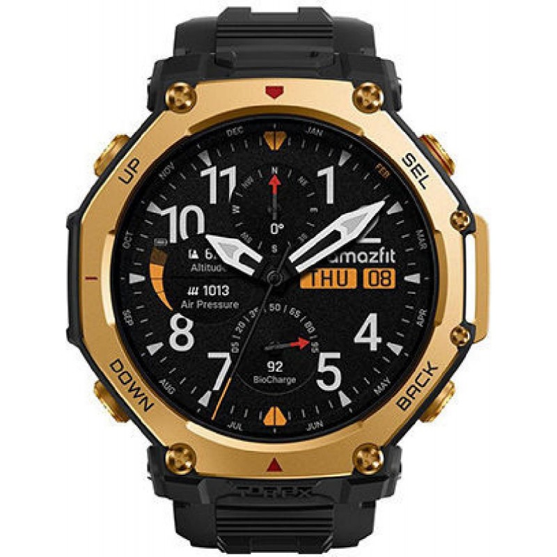 Amazfit T-Rex 3 Pro Titanium 44mm Αδιάβροχο Smartwatch (Μαύρο / Χρυσό)