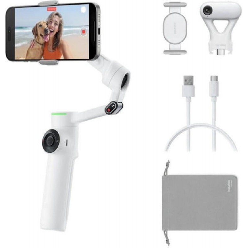 Insta360 Flow 2 AI Tracker Bundle Summit White - A.I. Powered Gimbal Stabilzer for Smartphone