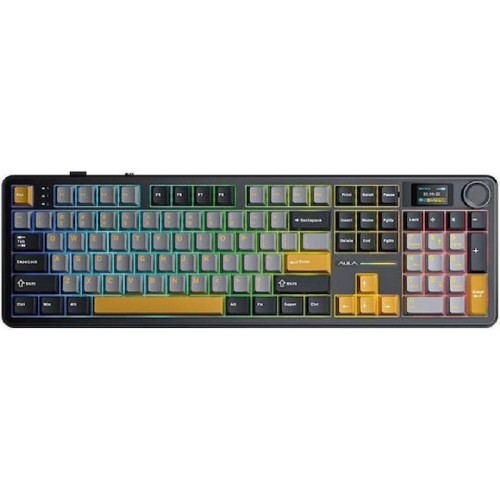 Aula F108 Pro Ασύρματο Gaming Μηχανικό Πληκτρολόγιο με LEOBOG Reaper διακόπτες και RGB φωτισμό (Αγγλικό US) Γκρι