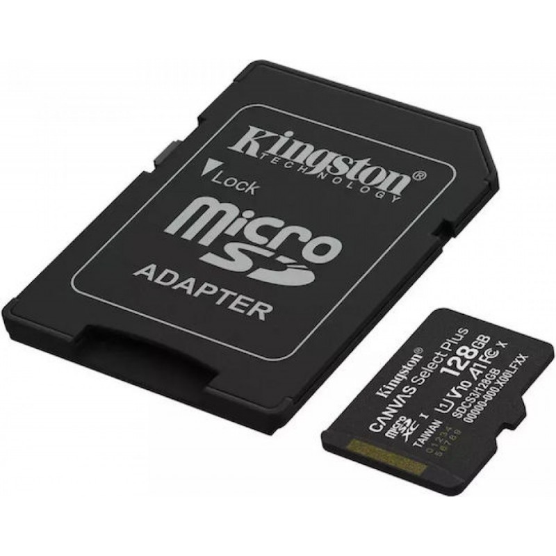 Kingston Canvas Select Plus microSDHC 128GB U1 V10 A1 UHS-I 150MB/s με αντάπτορα