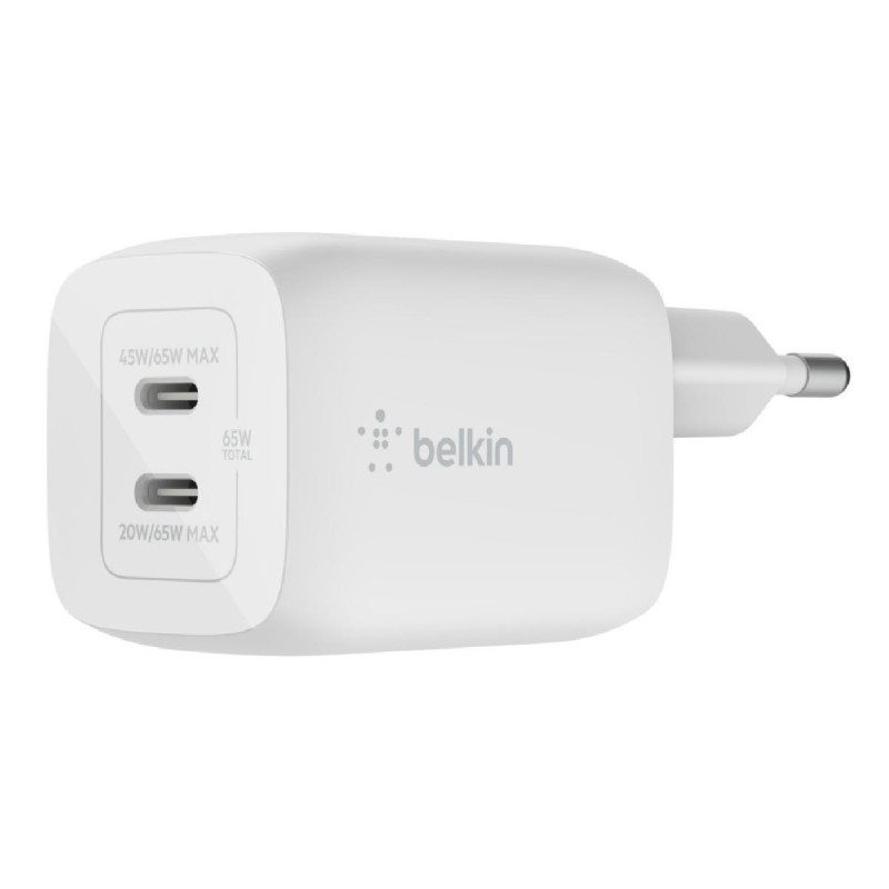 Belkin Boost Charge Pro Διπλός φορτιστής τοίχου USB-C GaN με PPS 65W (WCH013vfWH) White Belkin Boost Charge Pro Διπλός φορτιστής τοίχου USB-C GaN με PPS 65W (WCH013vfWH) White