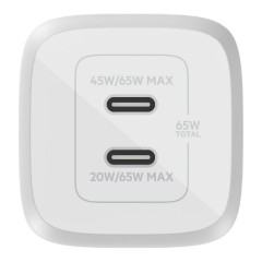 Belkin Boost Charge Pro Διπλός φορτιστής τοίχου USB-C GaN με PPS 65W (WCH013vfWH) White Belkin Boost Charge Pro Διπλός φορτιστής τοίχου USB-C GaN με PPS 65W (WCH013vfWH) White