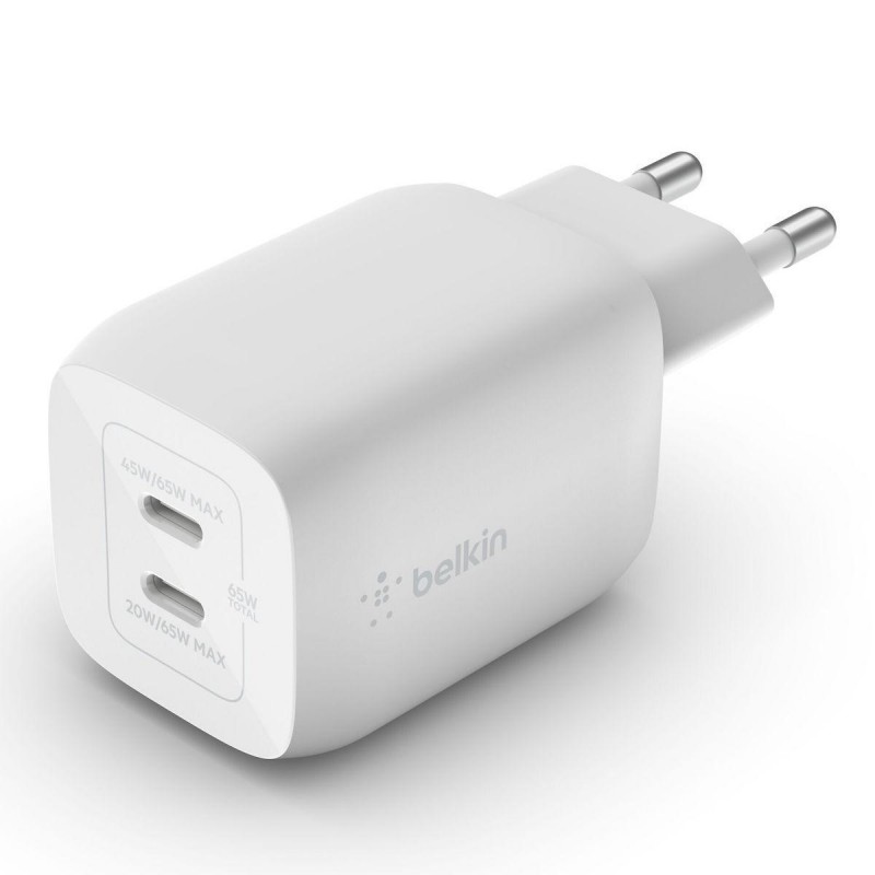 Belkin Boost Charge Pro Διπλός φορτιστής τοίχου USB-C GaN με PPS 65W (WCH013vfWH) White Belkin Boost Charge Pro Διπλός φορτιστής τοίχου USB-C GaN με PPS 65W (WCH013vfWH) White
